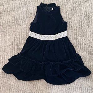 Janie and Jack velvet dark blue dress with crochet detail at waist size 6
